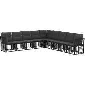 vidaXL Buiten bank set Zwart Polyester