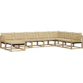 vidaXL Buiten bank set 8 st Wit en Beige Massief Acacia Hout