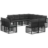 vidaXL Buiten bank set Zwart Polyester