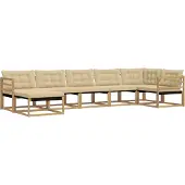 vidaXL Buiten bank set 7 st Wit en Beige Massief Acacia Hout