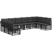 vidaXL Buiten bank set Zwart Polyester