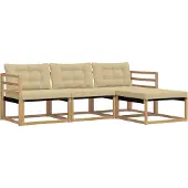 vidaXL Buiten bank set 4 st Wit en Beige