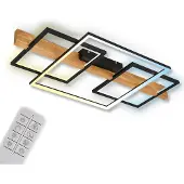 Briloner LED-plafondlamp Cadre, dimbaar, hout licht, Woon-/ Eetkamer, Hout, Modern, LED plafondlamp