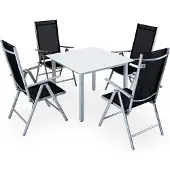 Casaria Tuinset Bern 5-delig Zilver Aluminium Matglas