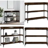 vidaXL Wandtafel met schappen 100x30x80 cm gerookt eikenkleurig