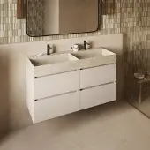 Fontana White Travertin badkamermeubel warm linnen 120cm met 2 kraangaten