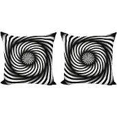 Abakuhaus Spiers kussensloopset (2 stuks), zwart-wit swirl, 45 cm, wit zwart