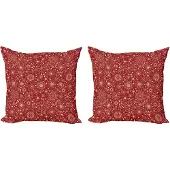 Abakuhaus rode sierkussens, kussenslop 2-pack, filigraan sneeuwvlokk 40x40 cm, vermiljoen ivoor