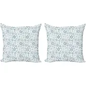 Abakuhaus Winterkussensloopset (2 stuks), Merry Xmas Snowflakes, 45 cm, turquoise wit