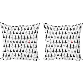 Abakuhaus Kerstkussenhoez set van 2, driehoekige dennenbom 45x45 cm, antracietgrijs, vermiljoen
