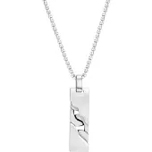 Lucardi Heren Ketting met hanger plaat - Staal - Ketting - Vaderdag Cadeautje - 65 cm - Zilverkleurig