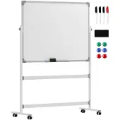 HOMCOM -Whiteboard-Verzinkte Platte, Aluminiumlegierung-127L x 50B x 165H cm-Weiß