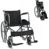 Mobiclinic Alcazaba - Rolstoel - Opvouwbare rolstoel - Afneembare rugleuning en voetensteun - Staal - Grote wielen - 46 cm - Zwart