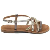 Lazamani Sandalen Dames Zilver Leer Size 38