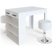 Vicco Repose Eettafel set – 67 x 100 cm met 2 krukken Wit