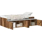 vidaXL Bedframe met lade met opslag Oud Hout 80 x 200 cm Bewerkt hout