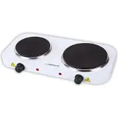 Esperanza YELLOWSTONE Elektrische Kookplaat – Dubbele Kookplaat – 2500 W – 5 Warmtestanden – Vrijstaand – Wit