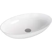 Hak Banera Oval Opbouwwastafel, kunstmarmer, 60x40cm, wit
