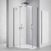 Polysan Thron Square kwartronde douchewand 900x900mm, helder glas, links