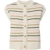 Y.A.S. Gebreide bodywarmer 'YASNilo' crème / karamel / olijfgroen / lichtroze