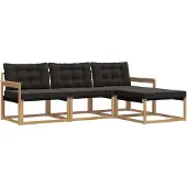 vidaXL Buiten bank set 4 st Wit en zwart
