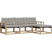 vidaXL Buiten bank set 4 st Wit en Lichtgrijs