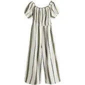 Next Jumpsuit olijfgroen / wit
