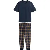 Next - Heren - Pyjama van jersey met korte mouwen - Blauw