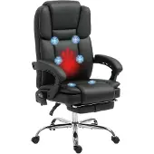 Vinsetto Massage Bureaustoel Kunstleer, staal 66L x 67B x 118-126H cm Zwart