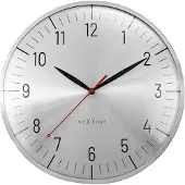 Nextime Wandklok 30,5 cm-koepelglaslens-stil-zilver/zwart-aluminium-'Frankfurt'