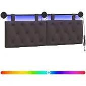 vidaXL Hangend hoofdbord Met LED-verlichting Donkerbruin Stof