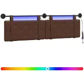 vidaXL Hangend hoofdbord Met LED-verlichting Bruin Kunstleer