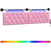 vidaXL Hangend hoofdbord Met LED-verlichting Roze Stof