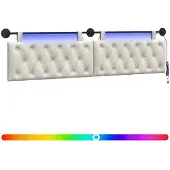 vidaXL Hangend hoofdbord Met LED-verlichting Crèmekleurig Fluweel
