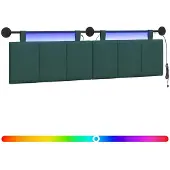 vidaXL Hangend hoofdbord Met LED-verlichting Donkergroen Stof