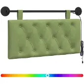 vidaXL Hangend hoofdbord Met LED-verlichting Lichtgroen Fluweel