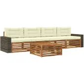 vidaXL Buiten bank set 5 st Natuurlijk en Crème Massief Acacia Hout