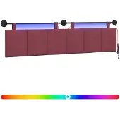 vidaXL Hangend hoofdbord Met LED-verlichting Wijnrood Stof