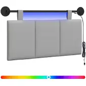 vidaXL Hangend hoofdbord Met LED-verlichting Wolkgrijs Stof