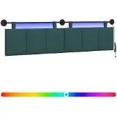 vidaXL Hangend hoofdbord Met LED-verlichting Donkergroen Stof