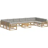 vidaXL Buiten bank set 11 st Wit en Lichtgrijs