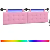 vidaXL Hangend hoofdbord Met LED-verlichting Roze Stof
