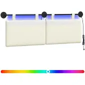 vidaXL Hangend hoofdbord Met LED-verlichting Crèmekleurig