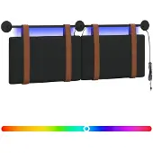 vidaXL Hangend hoofdbord Met LED-verlichting Zwart Antiek PU