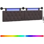 vidaXL Hangend hoofdbord Met LED-verlichting Donkerbruin Stof