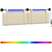 vidaXL Hangend hoofdbord Met LED-verlichting Crèmekleurig Stof