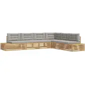 vidaXL 7 st Buiten bank set Polyester Wit