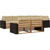 vidaXL Buiten bank set 7 st Natuurlijk en Beige