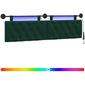 vidaXL Hangend hoofdbord Met LED-verlichting Donkergroen Fluweel