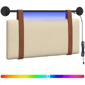 vidaXL Hangend hoofdbord Met LED-verlichting Crèmekleurig Antiek PU